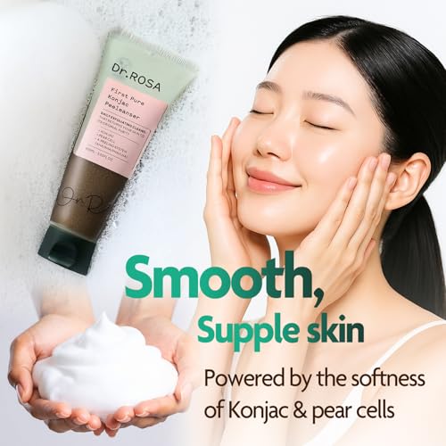 Dr.ROSA Konjac Peeleanser, Gentle Daily Peeling Cleanser with Konjac & Pear Cell, pH Balanced, Sensitive Skin Friendly, Soft & Smooth Skin Care