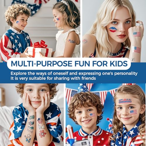 4th of July Temporary Tattoos - 80 Pcs Patriotic