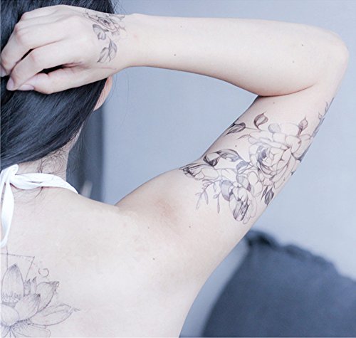DaLin Temporary Tattoos - Black Rose Flowers 4 Sheets