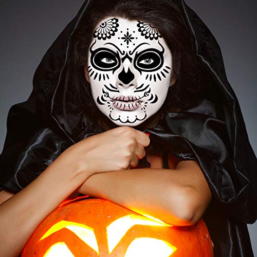 Sugar Skull Temporary Face Tattoo Kit, 9 PCS Waterproof