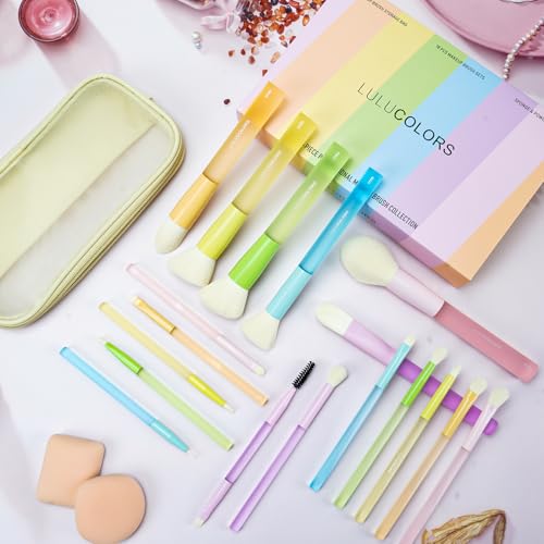 18-Piece Makeup Brush Set with Storage Bag & Sponges