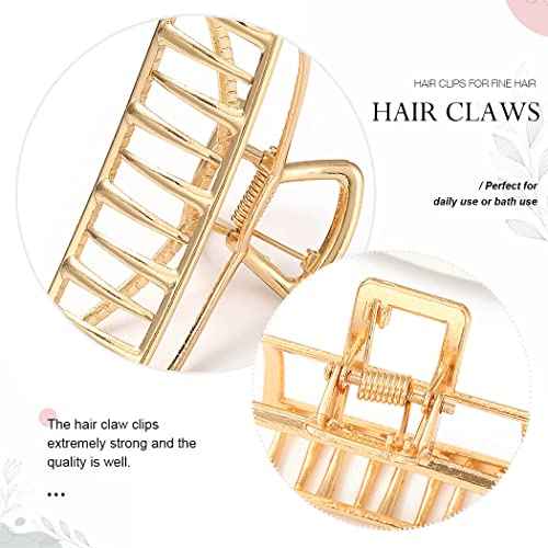 Brinie Metal Claw Hair Clips Set - Gold Medium Catch Nonslip Barrette Hair Accessories for Women and Girls (Pack of 3)
