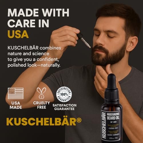 KUSCHELBAR - Beard Oil for Men | Beard Oil for Beard Growth | Provides Hydration, Softness, and Shine | Deep Moisture, Nourishment & Frizz Control | Leave-In, Non-Greasy, Lightweight l 3,38 fl.oz