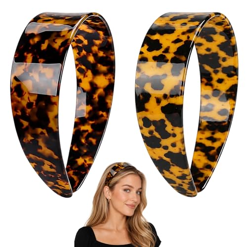 Women Wide Tortoise Shell Headbands No Slip Retro Hair Accessories