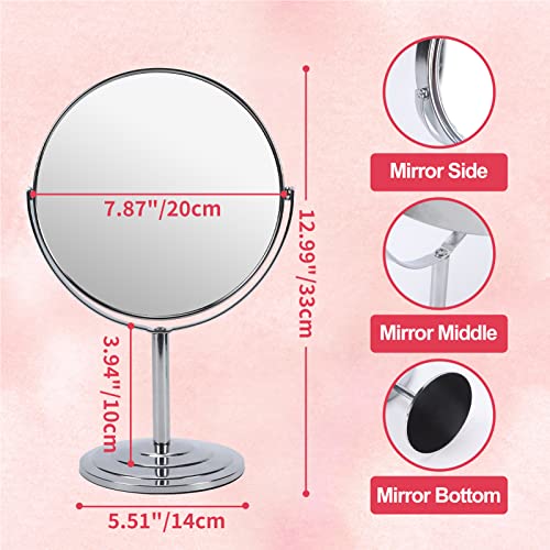 Schliersee 10X Magnifying Makeup Mirror, 8 inch Double Sided Tabletop Mirror, 1X/10X Magnification Standing Swivel Desk Mirror for Dresser Bathroom Bedroom, for Women Girl Gifts