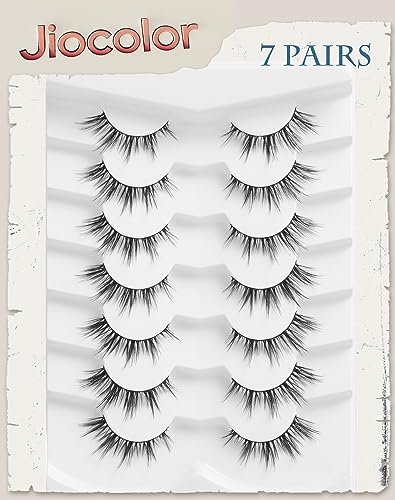 Jiocolor Natural Strip Lashes - Wispy Cat Eye False Eyelashes 12mm