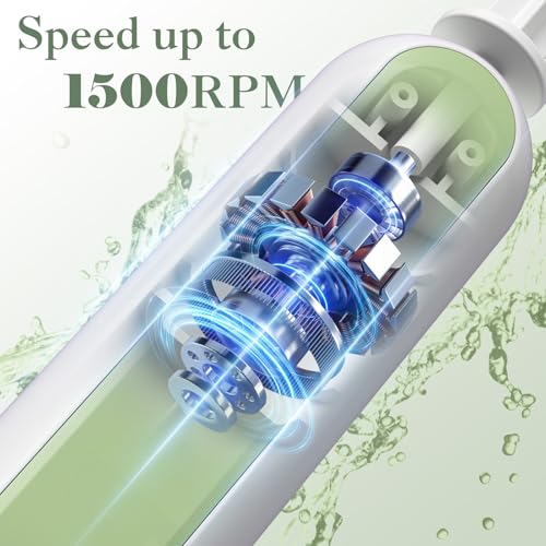 Electric Makeup Brush Cleaner Machine -15000RPM Fast Deep Cleaning and Dry Make Up Brushes Efficient Cleaning with Storage Cas, Portable Spinning Washer, Gift for Women-Green