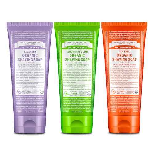 Dr. Bronner's Organic Shaving Soap? 3 Pack Variety, 7oz (Lavender, Tea Tree, Lemongrass)? Moisturizing Shave Soap for Men & Women? Certified Organic Sugar & Shikakai? For Face, Underarms & Legs
