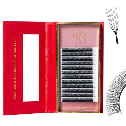 DeceMars 10D U-Shaped Eyelash Extensions - Easy Fans, Soft Matte Black