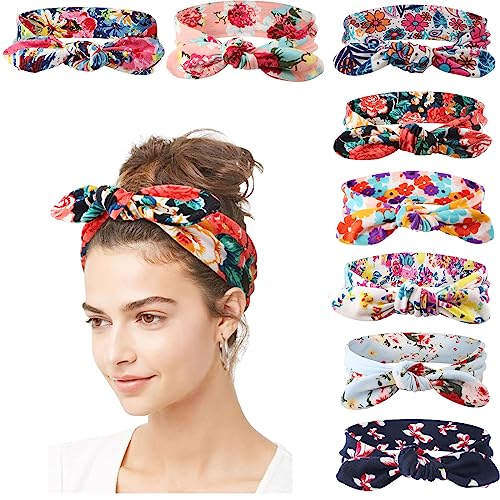 DRESHOW 8 Pack Adjustable Floral Headbands for Women