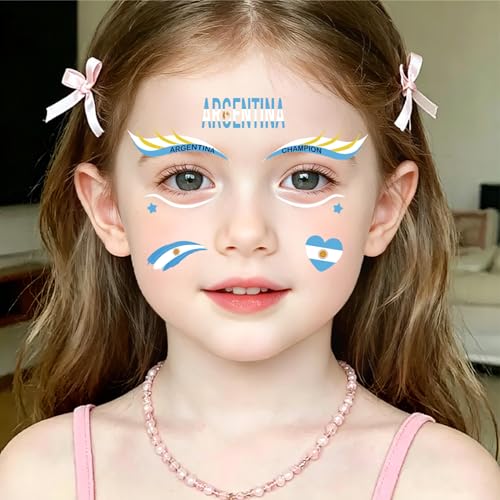 Argentina Flag Temporary Tattoos - 2026 World Cup Face Decals