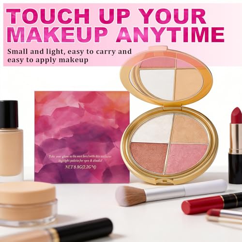 4-in-1 Blush Highlighter Eyeshadow Palette with Brush