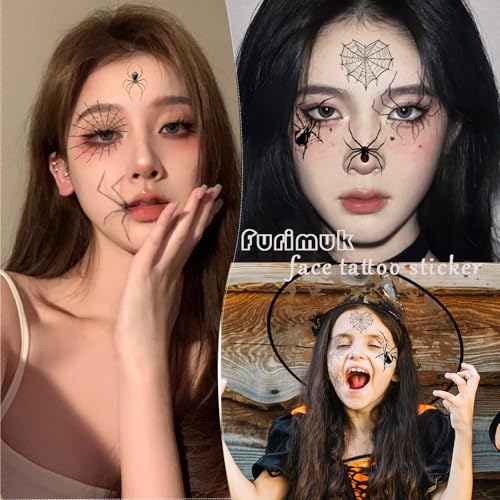 Halloween Spider Web Eye Tattoos - 10 Sheets Temporary Eyeshadow Stickers