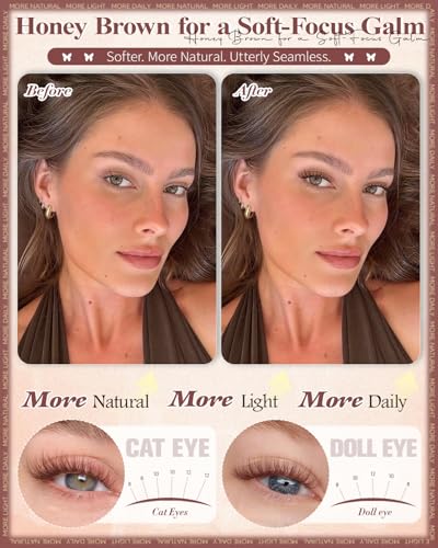 D-Brown Wispy Lash Extensions Kit | 8-12mm Natural Cluster Eyelashes, C Curl, DIY Eyelash Extensions