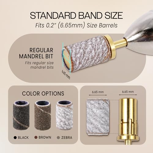 240 Grit Zebra Nail Sanding Bands – 100 Pack for Nail Drills