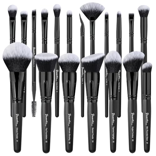 Bueart Design 19Pc Makeup Brush Set with Travel Case