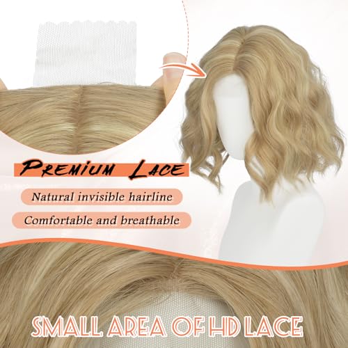 Haloo 11-Inch Blonde Bob Wig - Soft Wavy Lace Front for Women