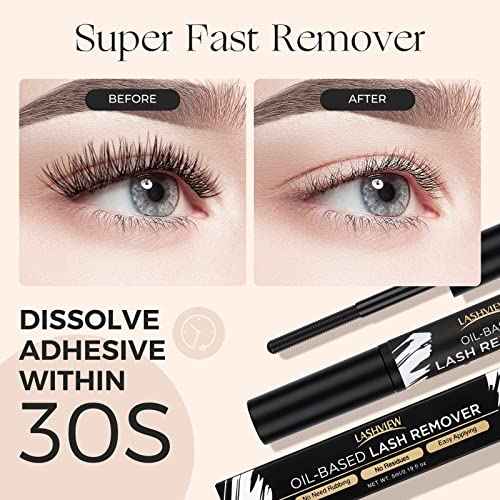 LASHVIEW Lash Remover, Cluster Lash Glue Remover, DIY Eyelash Extension, False Eyelashes Self-Use Gentle Soothing Non-Irritating Eye Cleanser Oil 5ML
