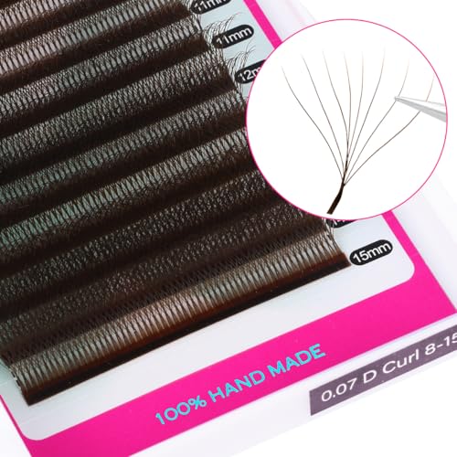 8D W Shape Premade Eyelash Extension Fans - Brown 0.07 Curl