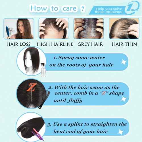 Hair Toppers for Women Real Human Hair, Realistic Biological Scalp Toppers HairPieces for Women with Thinning Hair Middle Part Clip in Bangs Big Base 360¡Æ 3D Cover (Dark Brown, 18 Inch)