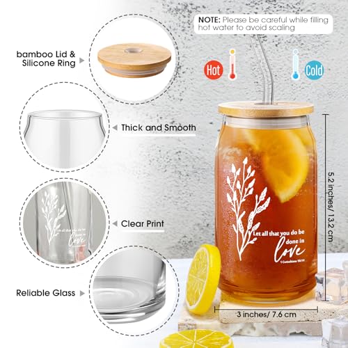 Fumete 2 Sets Christian Gift for Women Easter Mother's Day Sunday School Teacher Makeup Bag Flower Bible Verse Coffee Cup with Bamboo Lid Straw Religious Church Mini Compact Mirror (Bible-A)