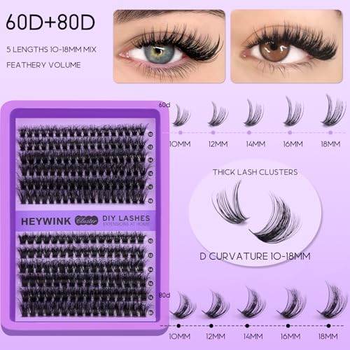 DIY Lash Clusters Kit - 60D+80D Volume Eyelash Extensions 10-18mm