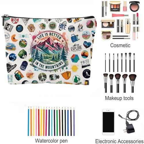 Hiking Gifts for Women, Hiking Gear, Hiking Accessories, Hiking Makeup Bag for Hiker Camper Mountain Nature Lover Gift Camping Gift