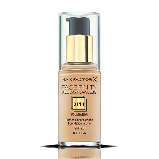 Max Factor Facefinity 3 In Primer Concealer Foundation Spf 20 75# 30 Ml1, Golden, unscented, 1 Fl Oz