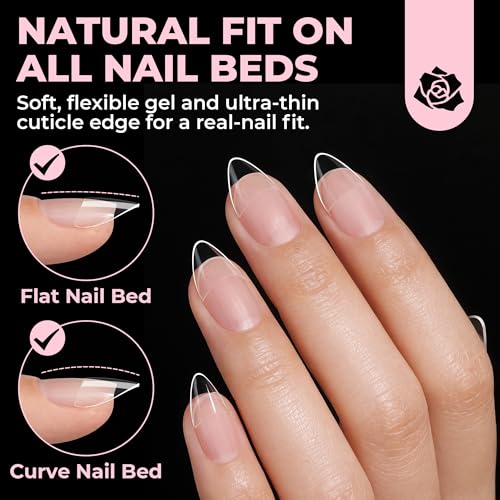 UNA GELLA Short Almond Gel Nail Tips Half Cover A0-Short Almond