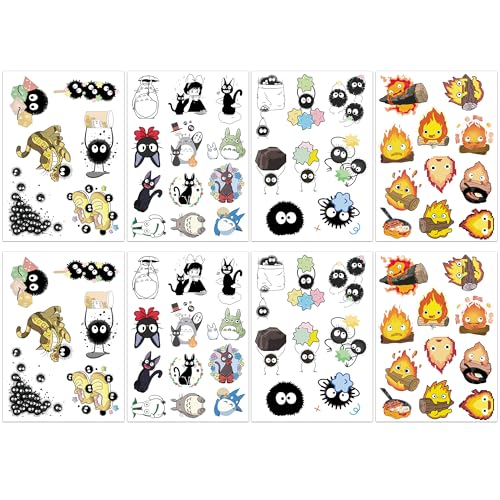 Pounchi Soot Sprite Temporary Tattoos - 8 Sheets Waterproof