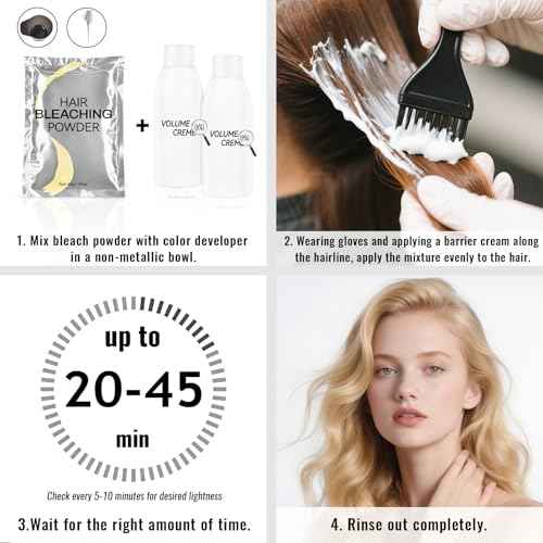 Hair Bleach Powder,High Performance Up to 8 Levels of Lift for Hair Highlights & Lightening(45g/1.59oz)