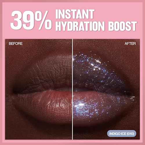 REVLON Super Lustrous Glimmer Gloss, Non-Sticky Lip Gloss, High-Shine Finish, Plant-Based Glitter, 003 Lavender Lust, 0.13 fl oz