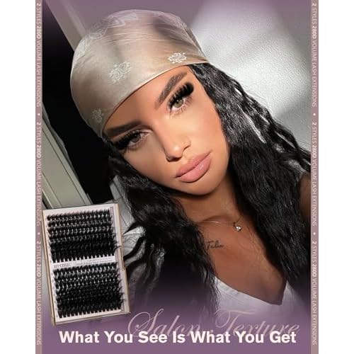 JIMIRE Lash Clusters 260D Manga+260D Volume Individual Lashes Clusters 12-24MM Long Eyelash Clusters Thick Mink Cluster Eyelash Extensions Fluffy Salon Like Cluster Lashes Pack