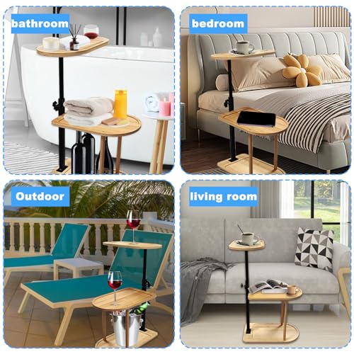 Bamboo Bath Tray Caddy - 3 Layer Freestanding Bathtub Organizer