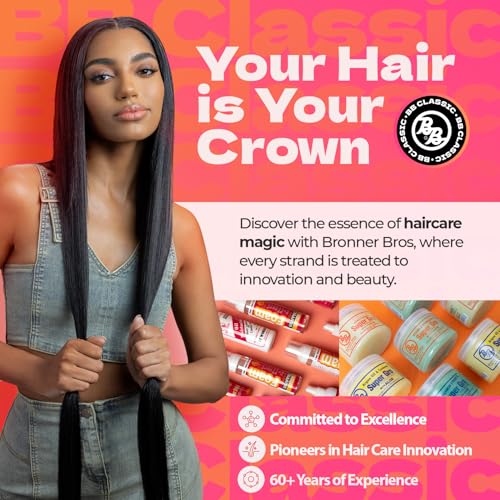 Bronner Bros BB Oil Moisturizer Hair Lotion for Damaged Hair, Scalp Stimulator with Castor Oil, Aloe Vera, Vitamin B5 & Coconut ? Alcohol-Free Formula, Natural & Relaxed ? 12oz