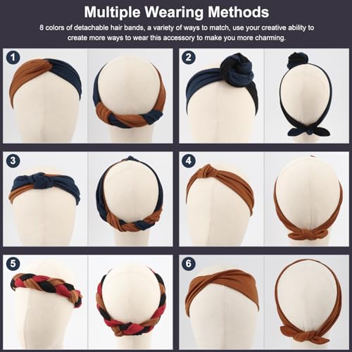 AQOKKA Elastic Headbands for Women - 8 Pack Cotton Sports