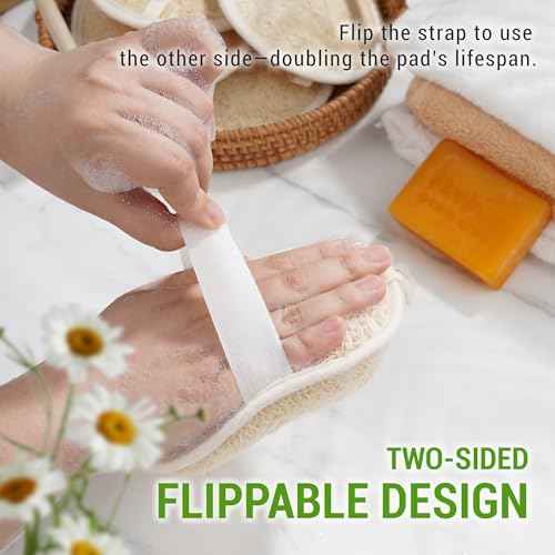 Vietnamese Natural Loofah Exfoliating Body Scrubber Pads, 100% Plant-Based Shower Luffa Sponge, Bath Loofah for Women Men (Pack of 1)