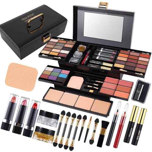 MISS ROSE M 58 Color Professional Makeup Kit, makeup pallet,All In One Makeup Set for Women Girls Beginner,Include Eyeshadow Facial Blusher Eyebrow Powder Face Concealer Powder Eyeliner Pencil and a Mirror(331Y)