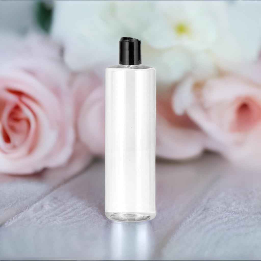 JUVITUS (12 pack) 16 oz Clear Cylinder PET Plastic Bottles with Disc Cap Lid