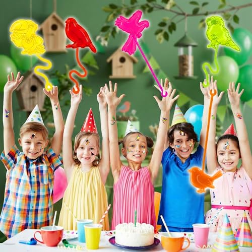 48 PCS Bird Tropical Party Favors Set - Stick Hands & Tattoos
