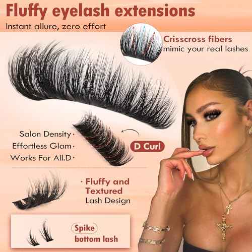 Focipeysa Eyelash Clusters 100D 200D Lashes Extensions with Bottom Lash Volume Fluff Lash Clusters 256pcs Individual Eyelash Extensions 12-18mm Eyelash Extensions DIY D-Curly Lash Extension at Home