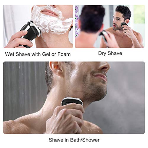 Men's Electric Shaver - MAX-T Corded and Cordless Rechargeable 3D Rotary Shaver Razor for Men with Pop-up Sideburn Trimmer Wet and Dry, IPX7 Waterproof, Plug & Play