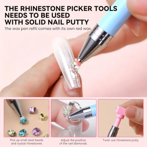 9 PCS Rhinestone Picker Tool Set with Wax Pen & Tweezers