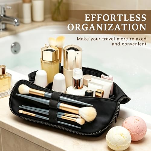 Minoisome Travel Makeup Bag - Large Capacity Organizer with Dividers