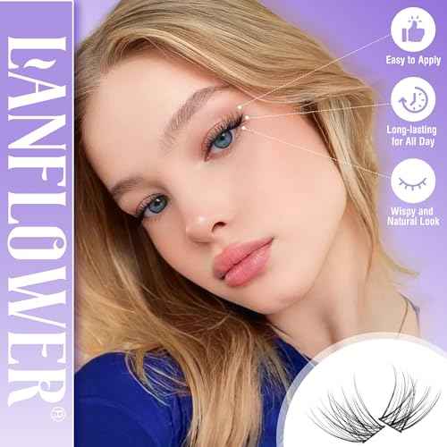 Natural Lash Clusters Kit Wispy Lash Extension Kit Waterproof Lash Clusters C Curved Cluster Eyelash Extensions Kit 144pcs Individual Lashes 10-16mm Eyelash Extension Kit by Lanflower