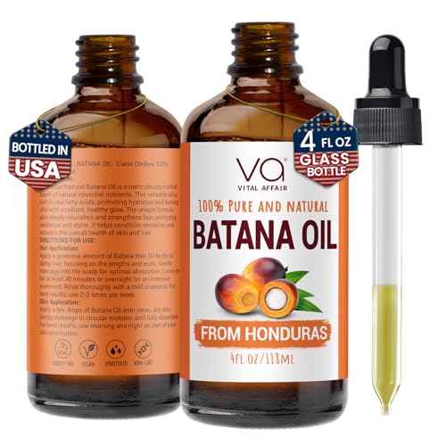 VITAL AFFAIR Batana Oil-Hair Growth Oil-4 Fl Oz-Glass Bottle-Cold Pressed-100% Raw-Dr Sebi Recommended-Essential Nutrients-For Women & Men