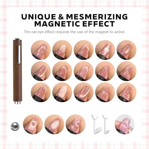 Gel Nail Polish Set, Cat Eye Gel Polish Kit, Holographic Reflective Magnetic Shimmer Glitter Dark Light Purple Gel, Manicure Salon DIY Gifts, Soak Off, UV/LED Cured (9 Colors C)