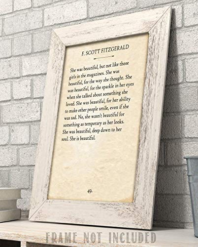 F. Scott Fitzgerald - She Was Beautiful - 11x14 Unframed Quote Book Page Print - Great Gift Under $15 for Husband, Wife, Boyfriend or Girlfriend?