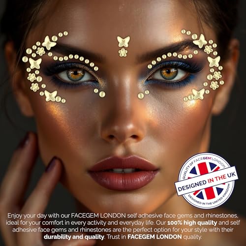 3 PCS Face Gems ? Face Jewels - Self-Adhesive Rhinestone Face Jewels for Makeup, Party & Rave Looks - Eye Gems, Face Glitter, Self- Adhesive Festival Gems Festival, Glitter Tattoo, Face Gems