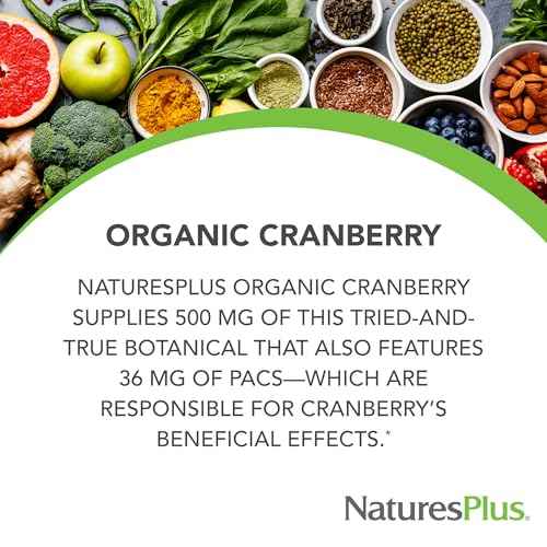 NaturesPlus Organic Cranberry 500 mg - 60 Capsules - Helps Promote Healthy Urinary Tract - USDA Certified Organic, Vegan, Gluten Free, Non-GMO - 30 Servings